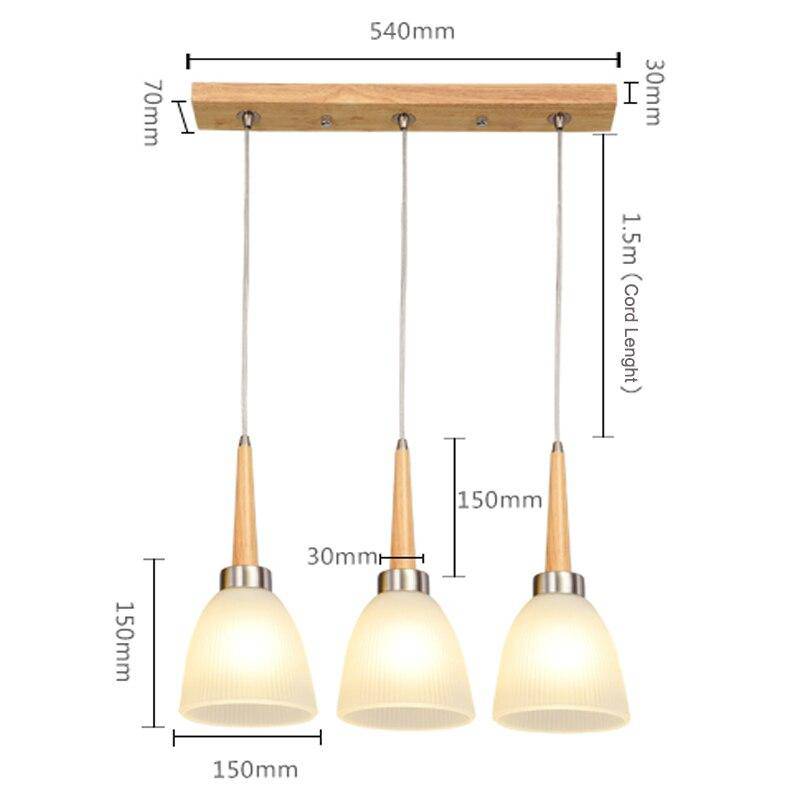 Lámpara de suspensión design LED de madera con pantalla de cristal redondeada Creative