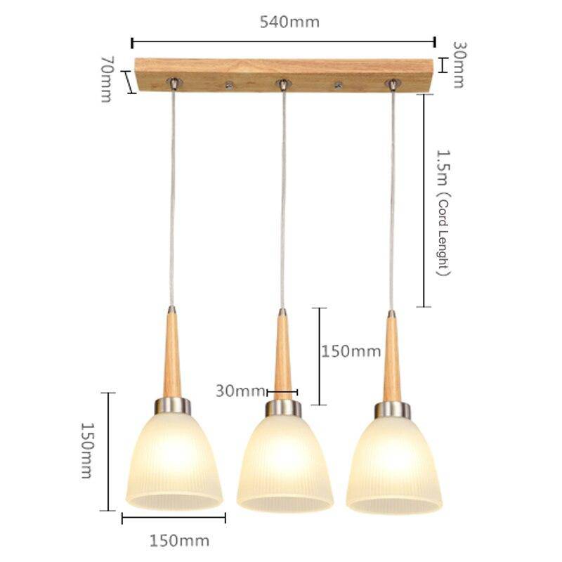 pendant light LED wood design with lampshade rounded glass Creative