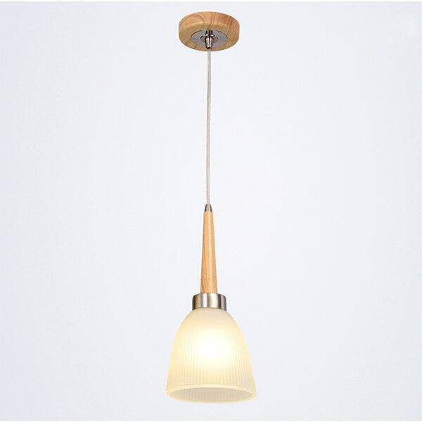 pendant light LED wood design with lampshade rounded glass Creative