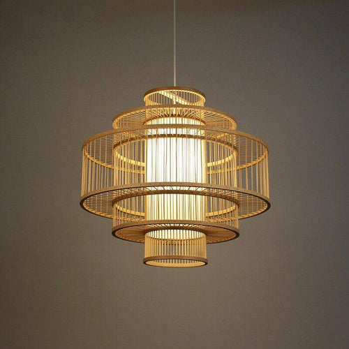 Suspension rustique LED en bois style Japan