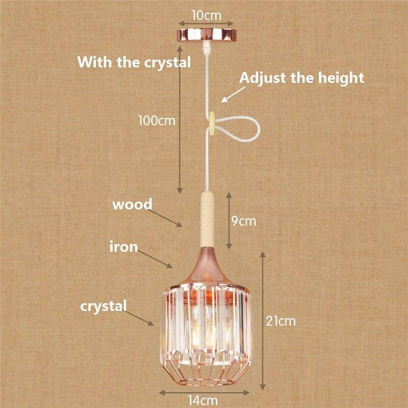 pendant light pink gold metal and glass crystal LED backlight