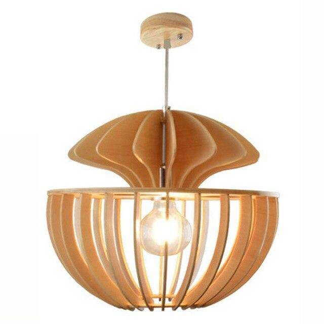 pendant light modern LED round wooden Ouovo style