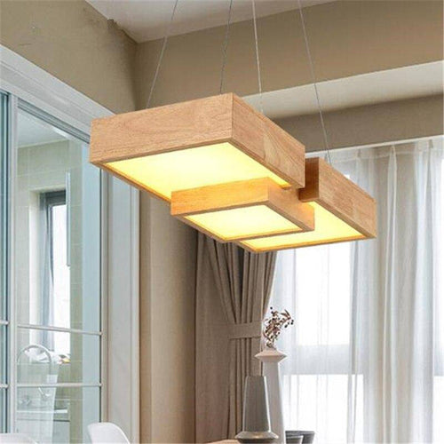 Lustre moderne LED aux formes géométriques en bois Stars - vue 3 sur 7
