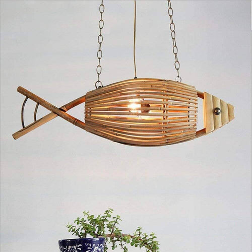 Suspension LED en bambou imitation poisson Novelty