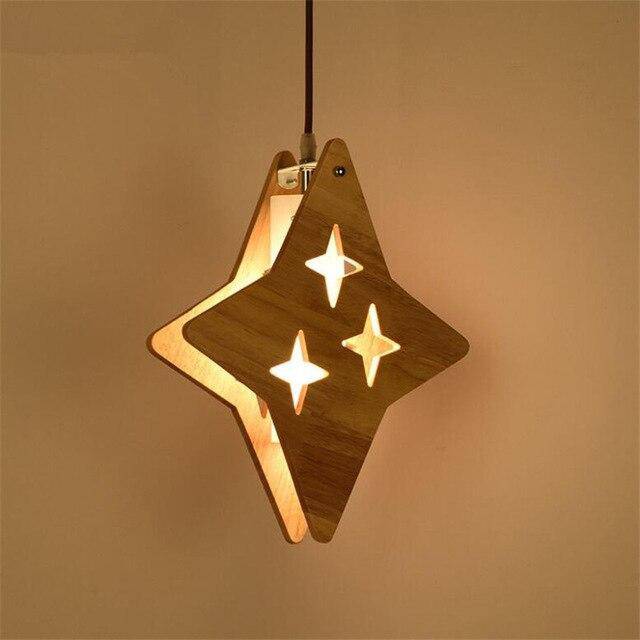 pendant light LED stars and wooden moons