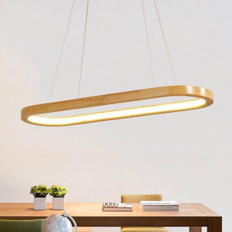 Araña design LED con anillos de madera Estilo nórdico