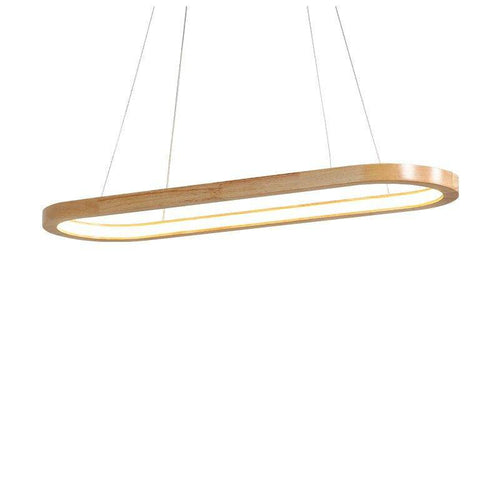 Lustre design LED avec anneaux en bois style Nordic - vue 3 sur 4