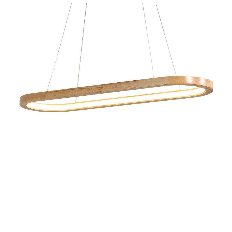 Lustre design LED avec anneaux en bois style Nordic