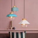 Suspension design LED avec abat-jour cage métal colorée Loft