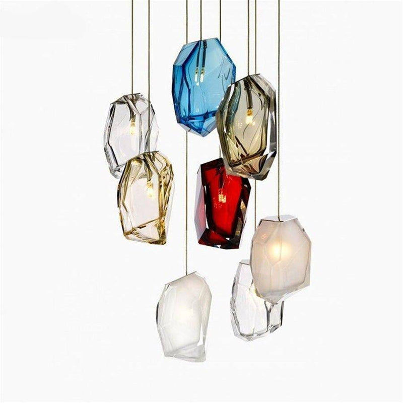 Suspension design à LED en verre cristal coloré Luxury