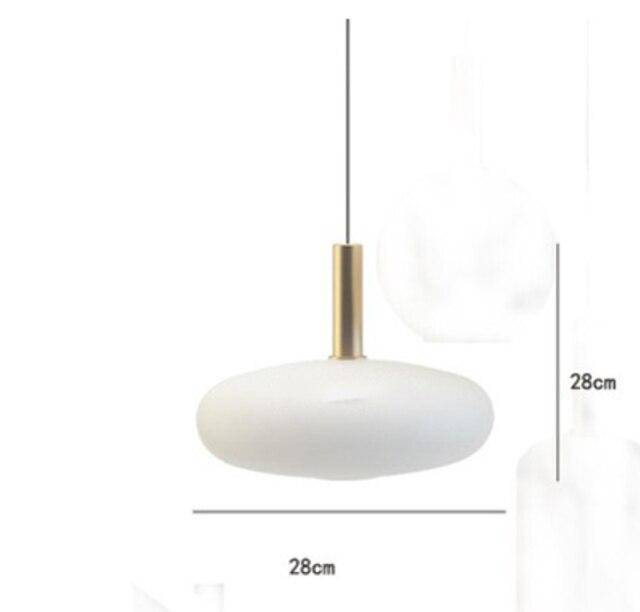 pendant light modern LED with lampshade white oval and gold metal Loft