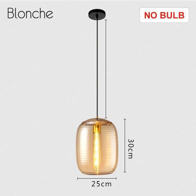 pendant light LED design in oval glass with industrial metal features