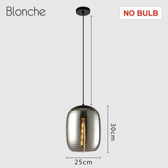 pendant light LED design in oval glass with industrial metal features