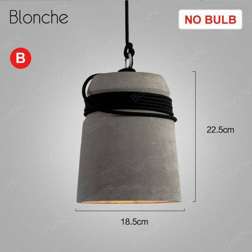 Suspension design à LED avec abat-jour en ciment et corde rustique - vue 7 sur 7