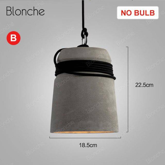 Suspension design à LED avec abat-jour en ciment et corde rustique - vue 6 sur 7