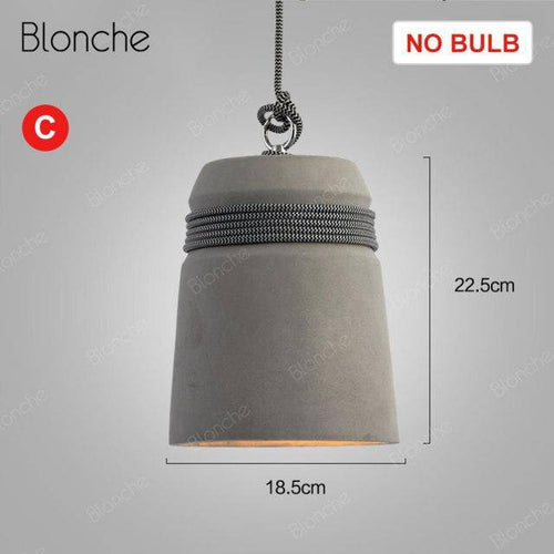 Suspension design à LED avec abat-jour en ciment et corde rustique - vue 8 sur 7