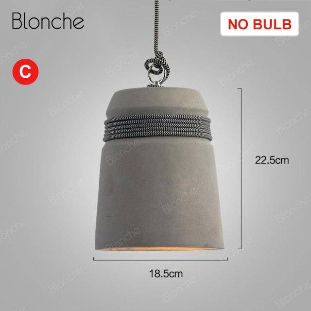 Suspension design à LED avec abat-jour en ciment et corde rustique - vue 7 sur 7
