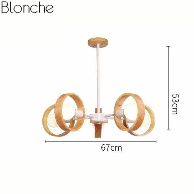 Modern LED chandelier with wooden disc Japan style