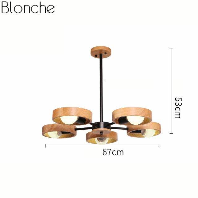 Lustre moderne à LED avec disque en bois style Japan - vue 13 sur 14