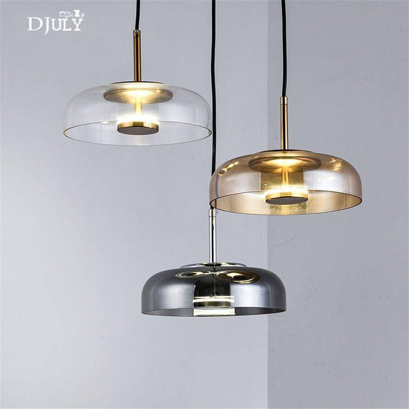Suspension design à LED avec abat-jour en verre et finitions Luxury