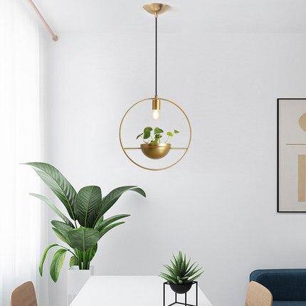 pendant light LED design circle with plant ball Ring