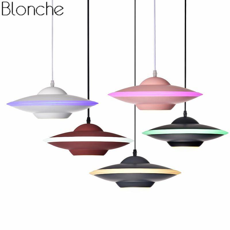 Suspension design LED avec abat-jour soucoupe métal Industriel