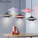 Suspension design LED avec abat-jour soucoupe métal Industriel