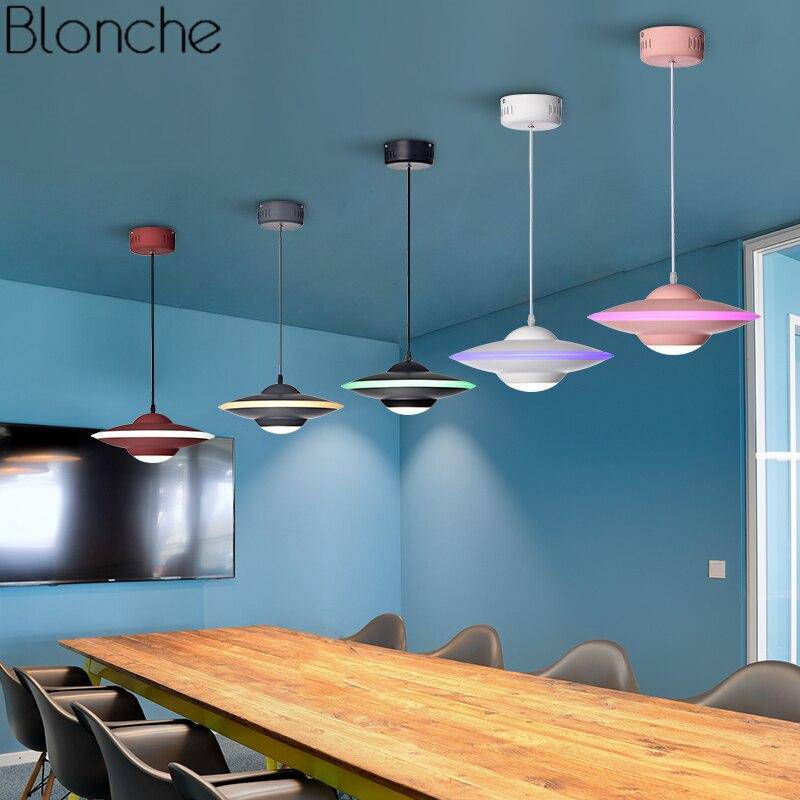 Suspension design LED avec abat-jour soucoupe métal Industriel