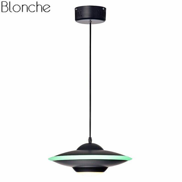 Suspension design LED avec abat-jour soucoupe métal Industriel