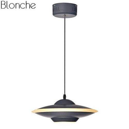 Suspension design LED avec abat-jour soucoupe métal Industriel