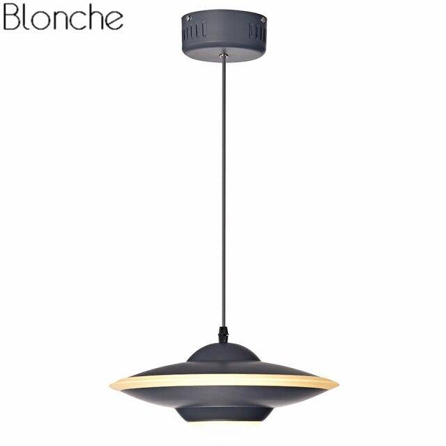 Suspension design LED avec abat-jour soucoupe métal Industriel