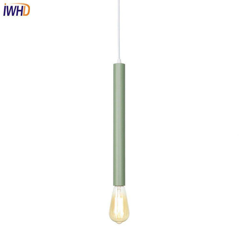 Suspension LED cylindre coloré avec lampe apparente