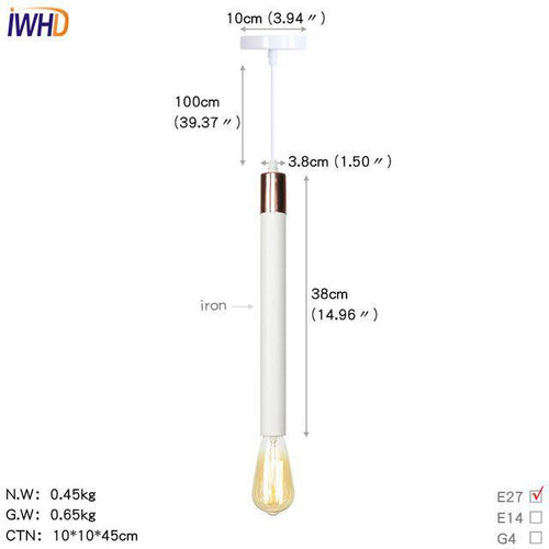 Suspension LED cylindre coloré avec lampe apparente