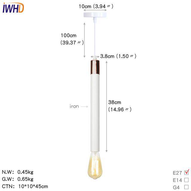 pendant light LED colored cylinder with exposed lamp