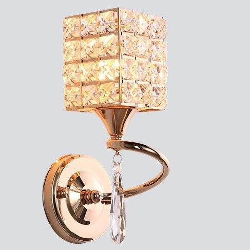 Applique murale rétro à LED en métal avec abat-jour en verre cristal
