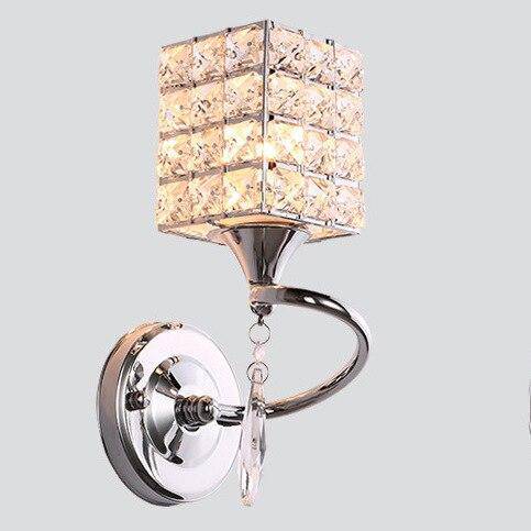 Applique murale rétro à LED en métal avec abat-jour en verre cristal