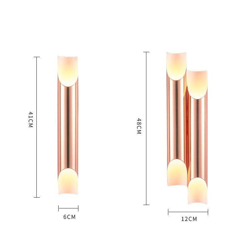 Applique murale design LED cylindre ouvert rose gold