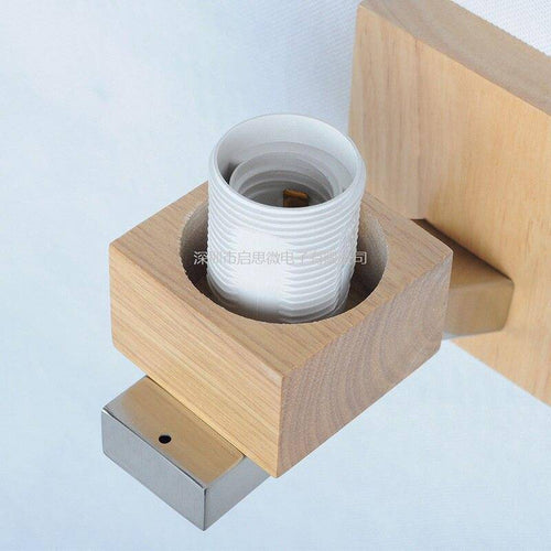 Applique murale en bois et abat-jour pyramide en verre - vue 6 sur 6