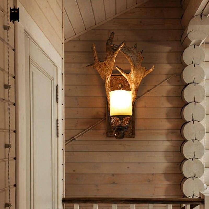 wall lamp rustic LED wall art with deer antlers