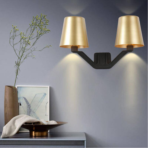 wall lamp LED design wall lamp with double lampshade in gold metal Hotel