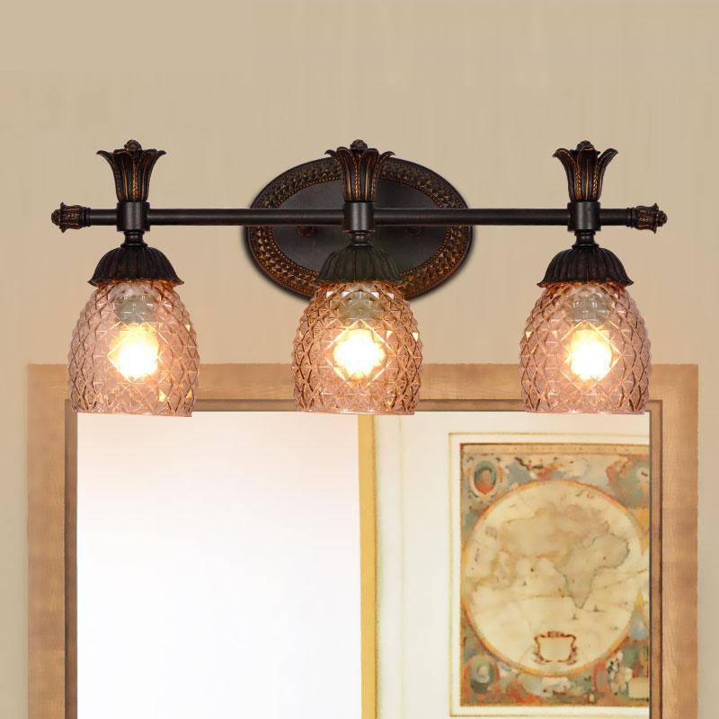 Applique murale rétro LED avec abat-jour en verre diamant - vue 4 sur 7
