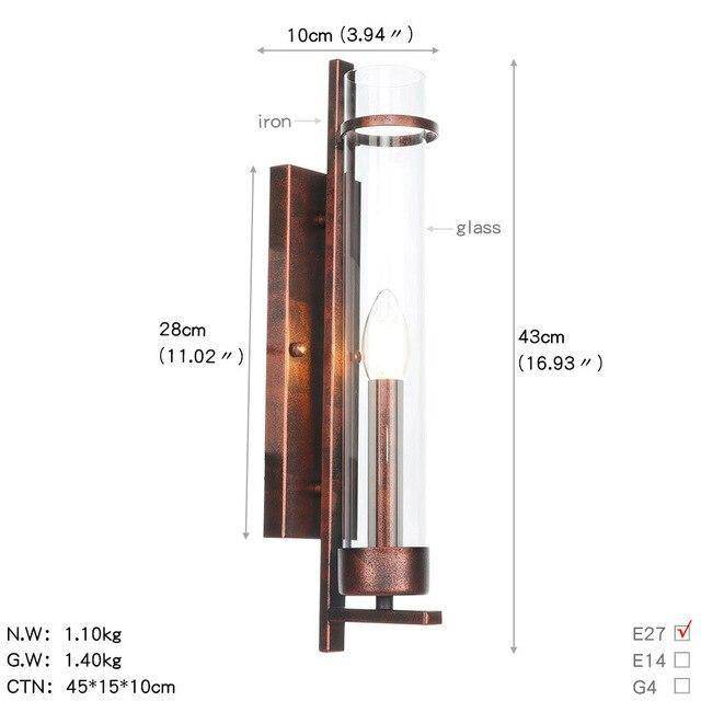 Applique murale rétro LED en métal avec ampoule en verre style industriel