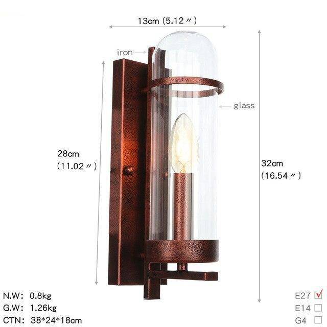 Applique murale rétro LED en métal avec ampoule en verre style industriel