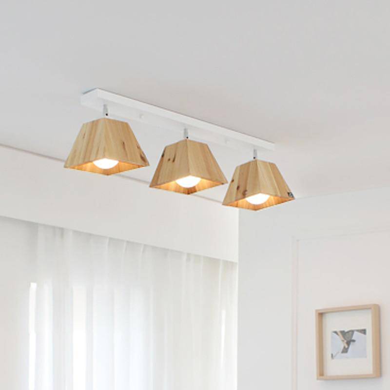 Plafonnier avec lampe en cône de bois Japanese - vue 2 sur 9
