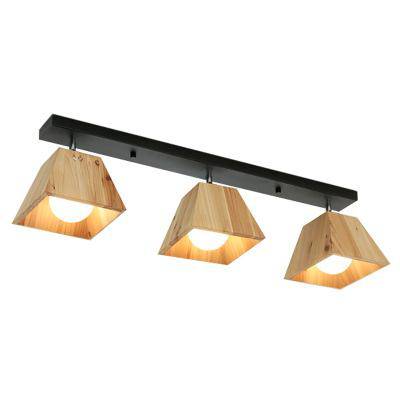 Plafonnier avec lampe en cône de bois Japanese