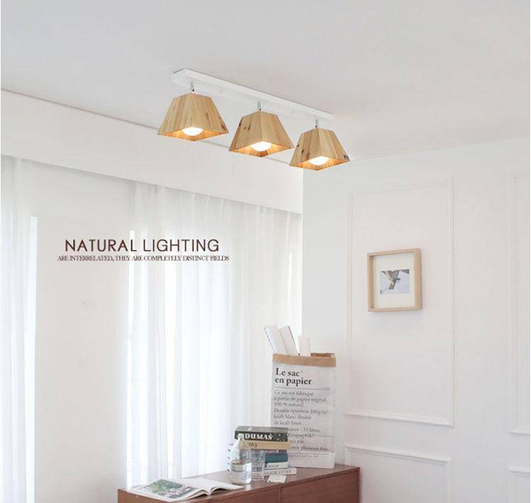 Plafonnier avec lampe en cône de bois Japanese - vue 4 sur 9