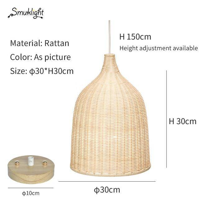 Lámpara de suspensión de ratán de bambú con diversas formas chinas