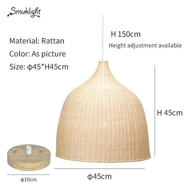 Lámpara de suspensión de ratán de bambú con diversas formas chinas