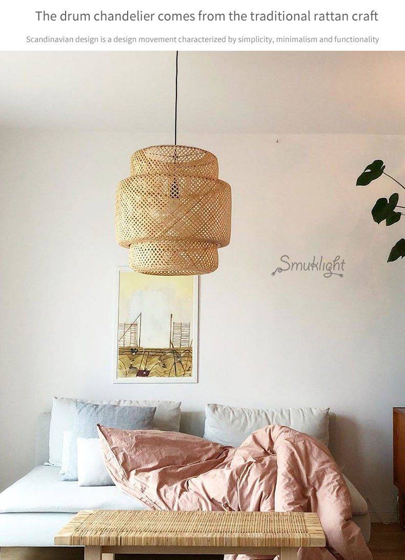 pendant light in bamboo rattan of several shapes Chinese