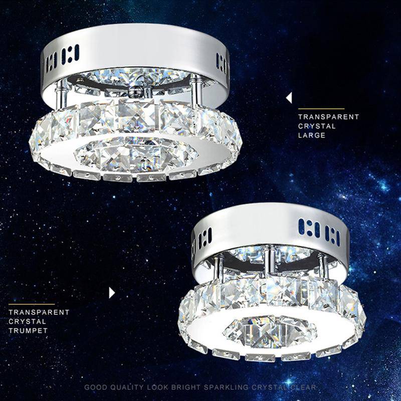 Plafonnier chromé LED en cristal rond Simple - vue 2 sur 2